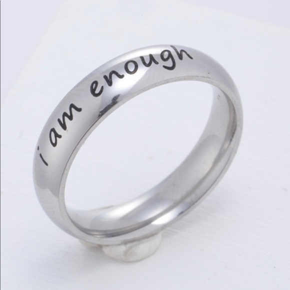 Jewelry - ✨2/$20✨Inspirational message “I am enough” silver tone basic ring band size 7
